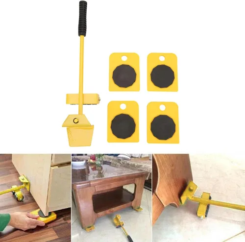 Vista 5 de KUIDAMOS Juego de mudanza de muebles, placa móvil de transporte de capacidad de 330.7 lbs, rueda de desplazamiento suave, rectangular, amarillo