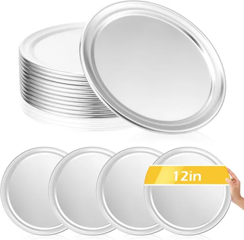 Vista 8 de Bokon Juego de 12 bandejas de pizza de 8 pulgadas para horno, antiadherentes, redondas, de aluminio, para pasteles, bandejas, hornear, restaurante