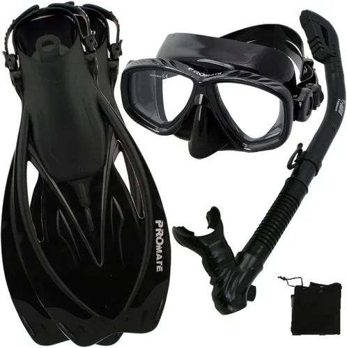 Vista 9 de Promate Juego de esnórquel con máscara de snorkel con aletas Ti/Bk