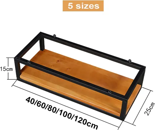 Vista 2 de Shelves Whftd Ceiling Hanging Shelf 60/80/100/120/140cm Kitchen Storage Rack Industrial Floating Shelving Plant Shelf Flower Pot Stand, for Kitchen