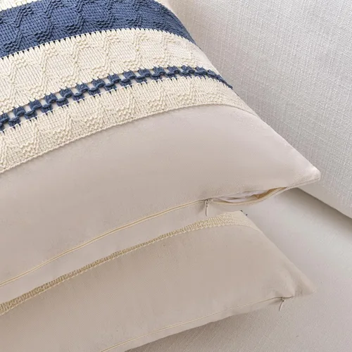 Vista 3 de Fancy Homi - Juego de 2 fundas de almohada decorativas de color azul polvoriento vintage pequeñas de 14 x 14 pulgadas para sofá, cama, silla Azul