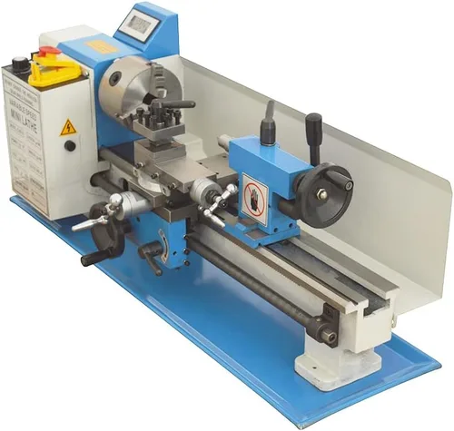 Vista 3 de Torno de metal de sobremesa de 7 "* 14", torno de metal de precisión de hilos métricos, mini torno 750W motor sin escobillas, velocidad variable