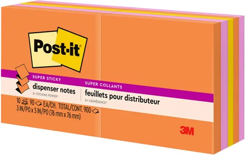 Vista 10 de Post-it Dispensador de notas emergentes súper adhesivas, 10 blocs de notas adhesivas, 3 x 3 pulgadas, 2 veces el poder de adherencia, suministros