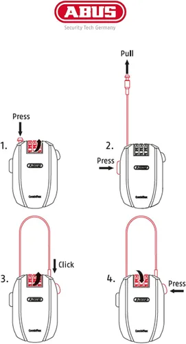 Vista 2 de ABUS Combiflex Cable Lock - Candado para asegurar esquís, casco, cochecito y equipaje - Viaje 65-65 cm de largo - 3 mm de grosor - con código Negro