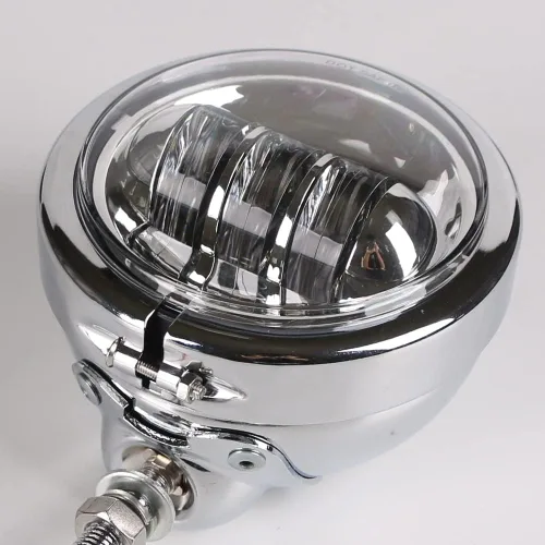 Vista 2 de Kit de luces antiniebla cromadas de 4.5 pulgadas para motocicleta, luz de paso con carcasa de lámpara, cubo de anillo