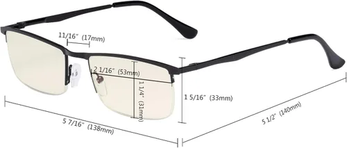 Vista 5 de CessBlu Protección UV,Anti rayos azules,Gafas de lectura de computadora de medio borde