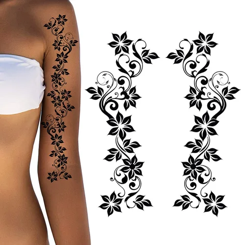 Vista 13 de Pegar en flores rosas flora flores adulto tatuaje temporal transferencia femenino cuerpo arte transferencias mujeres realista impermeable flora