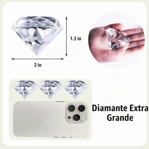 Vista 4 de Paquete de 6 diamantes de cristal transparente de 1.969 in, diamante