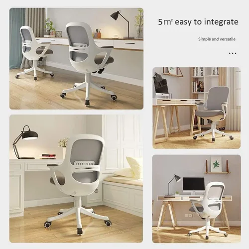 Vista 3 de Silla de oficina con asiento de malla transpirable, silla de computadora con altura de asiento ajustable y silla de tareas con reposabrazos firmes