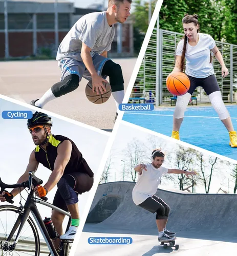 Vista 7 de Rodilleras HiRui para niños, jóvenes y adultos, rodilleras para baloncesto y béisbol, rodilleras de apoyo, rodilleras anticolisión, rodilleras