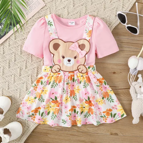 Vista 6 de PATPAT Vestidos de niña pequeña y bebé sin mangas de dinosaurio y volantes Bowknot vestidos para niños, 18-24 meses a 5-6 años