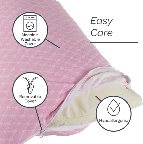 Vista 5 de Lavish Home - Almohada corporal de espuma viscoelástica, para dormir de lado, dolor de espalda, mujeres embarazadas, dolor de piernas y rodillas Rosa