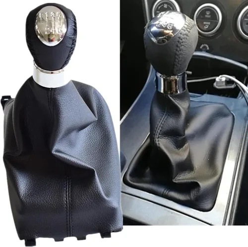 Vista 4 de Manual de coche 5 6 velocidades mango de cuero palanca de cambios polaina con funda de maletero para Mazda 6 2002 2004 2005 2006 2007