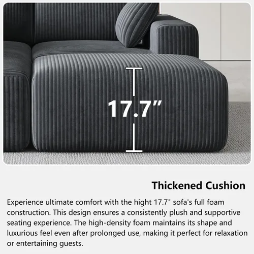 Vista 17 de 108" Cloud Couch Modular Sectional Sofa for Living Room, L Shaped Boneless Couch with Deep Seat Chaise, No Assembly Required Foam Sleeper Sofa for