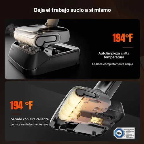 Vista 4 de Roborock F25 GT Set - Aspiradora y trapeador inalámbrico en seco y húmedo, limpiador de suelos de 20000Pa para pisos de baldosas y suelos duros