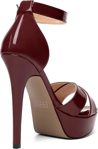 Vista 12 de MODENCOCO Sandalias de boda con correa de tobillo sexy para mujer, con plataforma y puntera abierta, tacón de aguja y tacón alto, zapatos de vestir