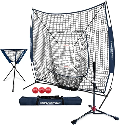 Vista 10 de PowerNet Baseball Softball Practice Net 7x7 with Baseball Accessories for Practice Pitching, Batting & Fielding, Ball Caddy, Weighted Baseballs, Tee