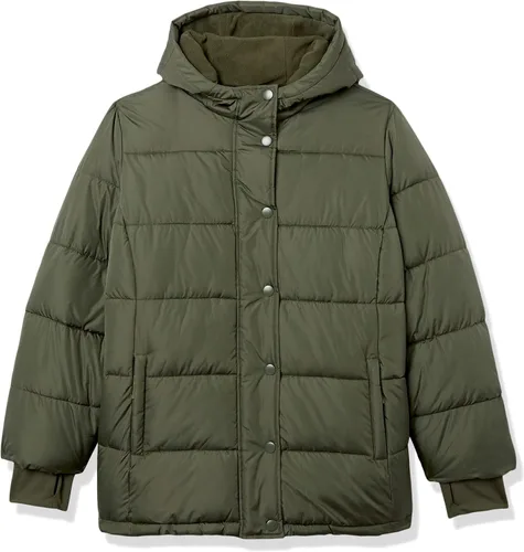 Vista 9 de Tienda Essentials - Abrigo abombado y pesado de manga larga con capucha para mujer (disponible en talla extragrande)