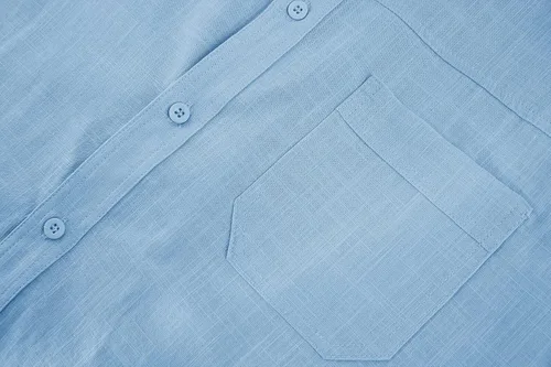 Vista 3 de Camisa de lino de manga corta para hombre, con botones, cuello extendido, para vacaciones, playa