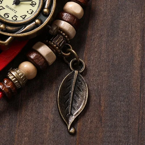 Vista 4 de Reloj de pulsera analógico de cuarzo para mujer, estilo vintage, multicapa