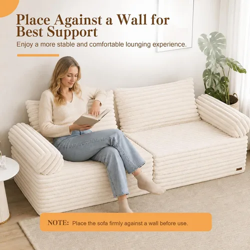 Vista 5 de MeMoreCool Convertible Sofa Bed, Folding Floor Couch with Pillows, Corduroy Pull Out Sleeper Couch Bed Queen, Fold Out Futon for Bedroom, Living