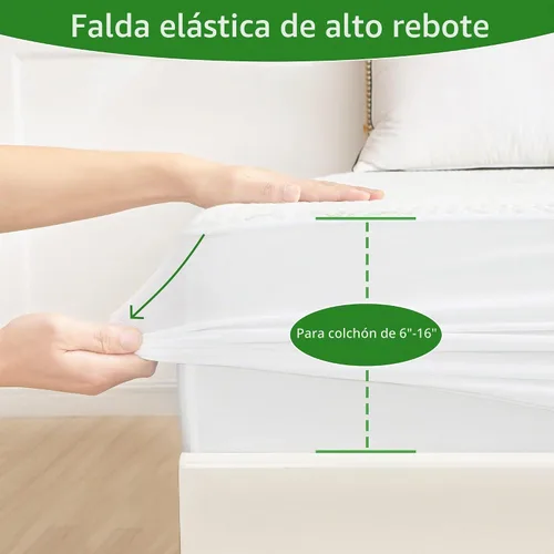 Vista 5 de GOONIK Pack de 2 protectores de colchón tamaño individual, protector de colchón transpirable de bambú y viscosa impermeable con bolsillo de 6 a 16