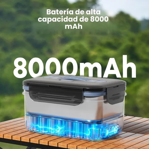 Vista 2 de Monteka Fiambrera eléctrica inalámbrica para adultos, calentador de alimentos portátil recargable de 1.8L, lonchera calentada, regalos de elefante