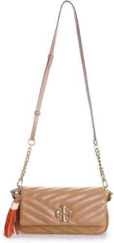 Vista 5 de Tory Burch Bolso de hombro con borla Kira Chevron marrón almendra polvoriento para mujer