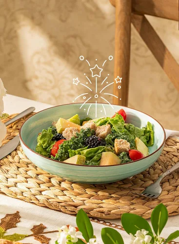Vista 4 de Sweese Juego de 6 cuencos para pasta, platos de ensalada de cerámica de 30 onzas para lavavajillas y microondas, cuencos de ensalada sólidos
