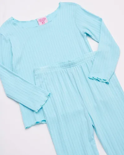 Vista 3 de Mon Petit Baby Girls' Pajama Set - 8 Piece Rib Knit Sleepwear Shirt and Jogger Pants (12M-7)