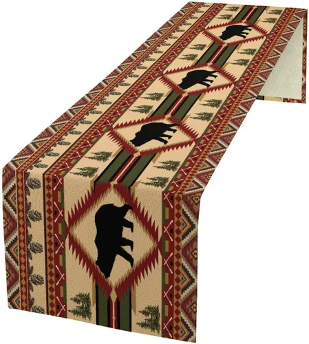 Vista 13 de Camino de mesa con diseño de patas de perro, lindo animal con estampado de patas de cachorro, decoración de fiesta de cumpleaños, casa de campo