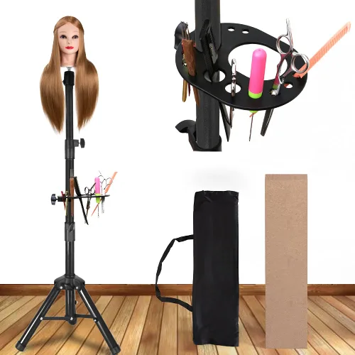Vista 10 de AliLeader - Trípode para peluca de 50 pulgadas y 3 brazos (cabeza de maniquí no incluida) Acero inoxidable, para entrenamiento de peluquería