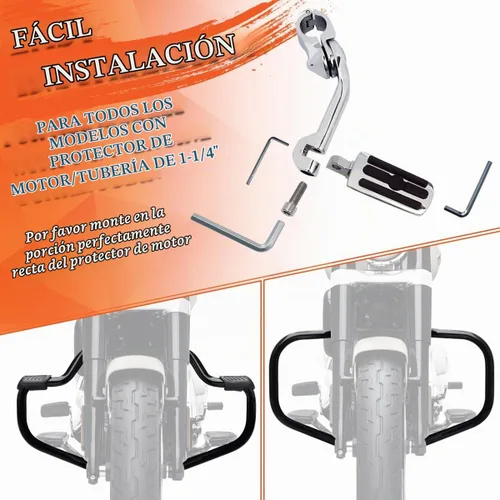 Vista 5 de FOVPLUE Estriberas de carretera de 1.25 pulgadas, clavijas ajustables en ángulo largo con soportes para Harley Touring Street Glide Electra Glide