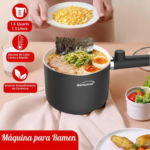 Vista 6 de Brentwood Cocina eléctrica multifunción para ollas calientes y vaporizador de alimentos con revestimiento de cerámica antiadherente de cerámica