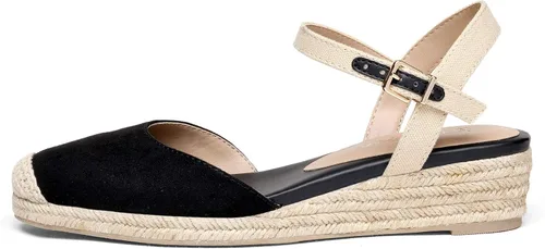 Vista 2 de DREAM PAIRS - Sandalias de plataforma con puntera cerrada y correa de tobillo elástica para mujer