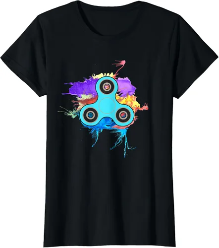 Vista 4 de Retro Spinner neón acuarela Splash 't shirt, niños 10, Negro