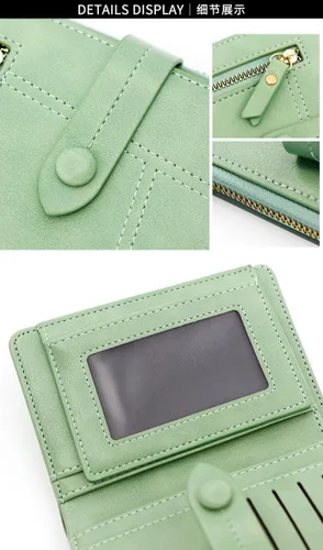 Vista 3 de Renil Carteras de cuero con bloqueo RFID para mujer, monedero de gran capacidad para tarjetas de crédito, Negro -, Moda