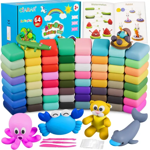 Vista 12 de Kit de arcilla de secado al aire para niños, juego de arcilla suave no tóxica de 24 colores with 3 Sculpting Tools, DIY Arts & Crafts Supplies