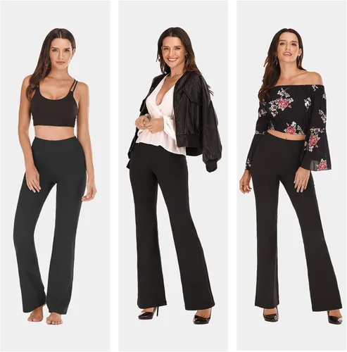 Vista 4 de Heathyoga - Pantalones deportivos rectos para mujer, con bolsillos, cintura alta, para yoga, entrenamiento, trabajo o de vestir.