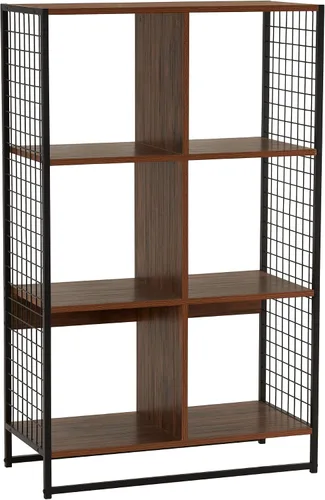 Vista 8 de Household Essentials Estantería de madera y hierro de nogal de mediados de siglo