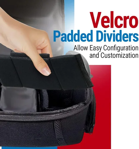 Vista 4 de Vidpro Bolsa para cámaras DSLR y videocámaras – Funda protectora grande con asa divisora acolchada y correa para el hombro compatible con la mayoría