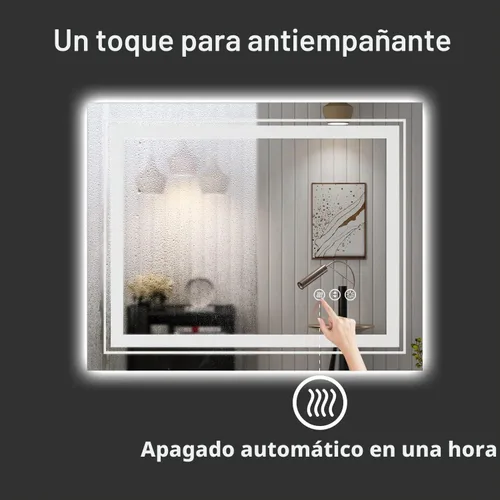 Vista 4 de Snowdool - Espejo de baño LED, de 24 x 36 pulgadas, con luz delantera y trasera, antiempañamiento, espejo de tocador de baño para pared, con función