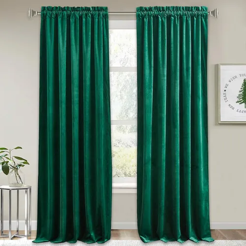 Vista 14 de RYB HOME Cortinas opacas de terciopelo para dormitorio, aislamiento térmico, privacidad, luz solar, bloqueo de calor, cortinas lujosas con bolsillo