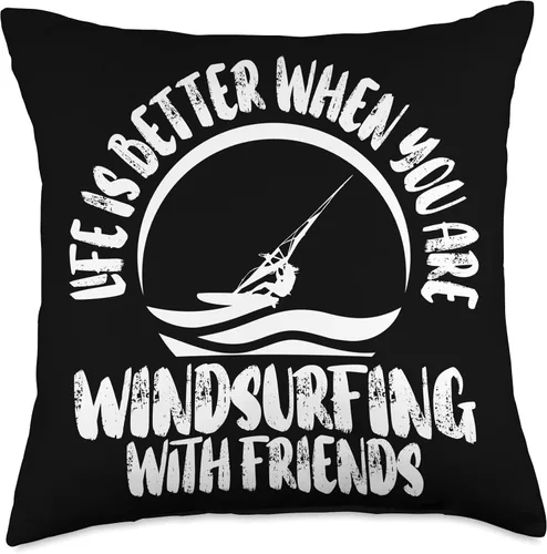 Vista 4 de Windsurfing Surfing Board Water Sports Throw Pillow