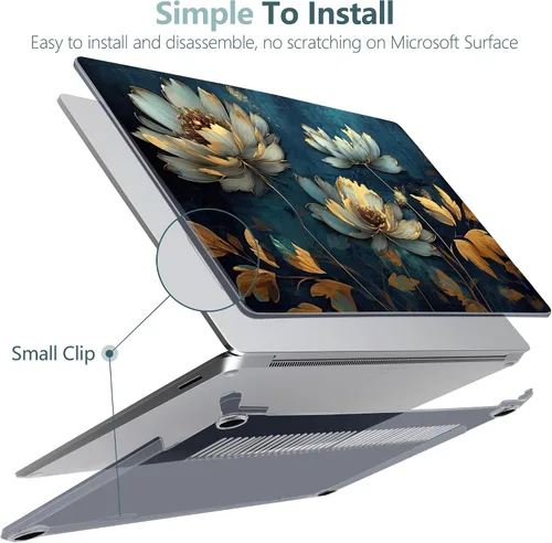 Vista 4 de Batianda Funda de alta calidad para laptop Microsoft Surface de 15 pulgadas 5 4 3 con reposamanos de metal, carcasa rígida de plástico transparente