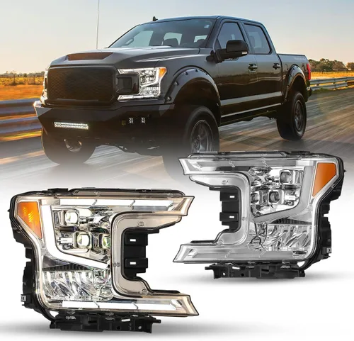 Vista 10 de ROXX Conjunto de faros delanteros LED completos para Ford F150 2018 2019 2020, faros delanteros de haz alto y bajo con señales de giro secuenciales