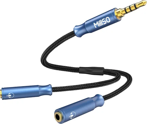 Vista 10 de MillSO Divisor de auriculares para 2 auriculares TRRS o micrófonos Divisor