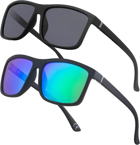 Vista 8 de Gafas de sol polarizadas deportivas para hombre, gafas de marco cuadrado NP1007 Marco A01 Matteblack/Lente gris