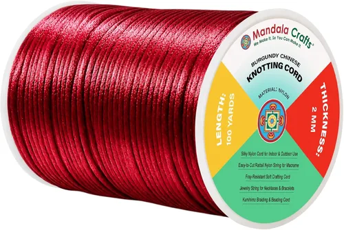 Vista 36 de Mandala Crafts Cordón de satén de cola de rattail de 0.02 in para nudos