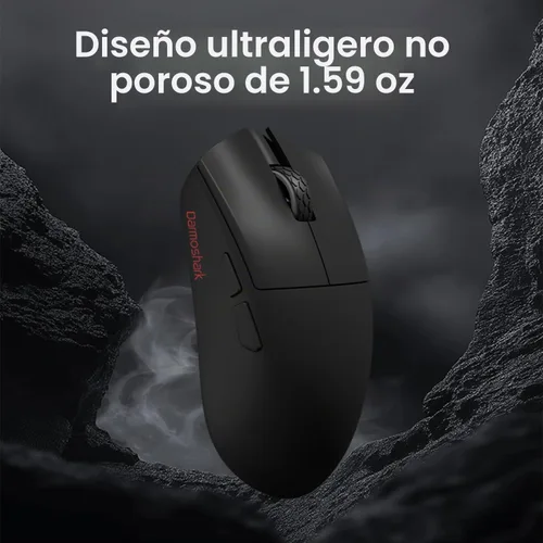 Vista 2 de Darmoshark M3XS - Mini mouse inalámbrico para juegos, trimodo 2.4G/USB-C/Bluetooth, hasta 26000DPI, sensor óptico PAW3395 ligero, 1.59 oz, 5 botones